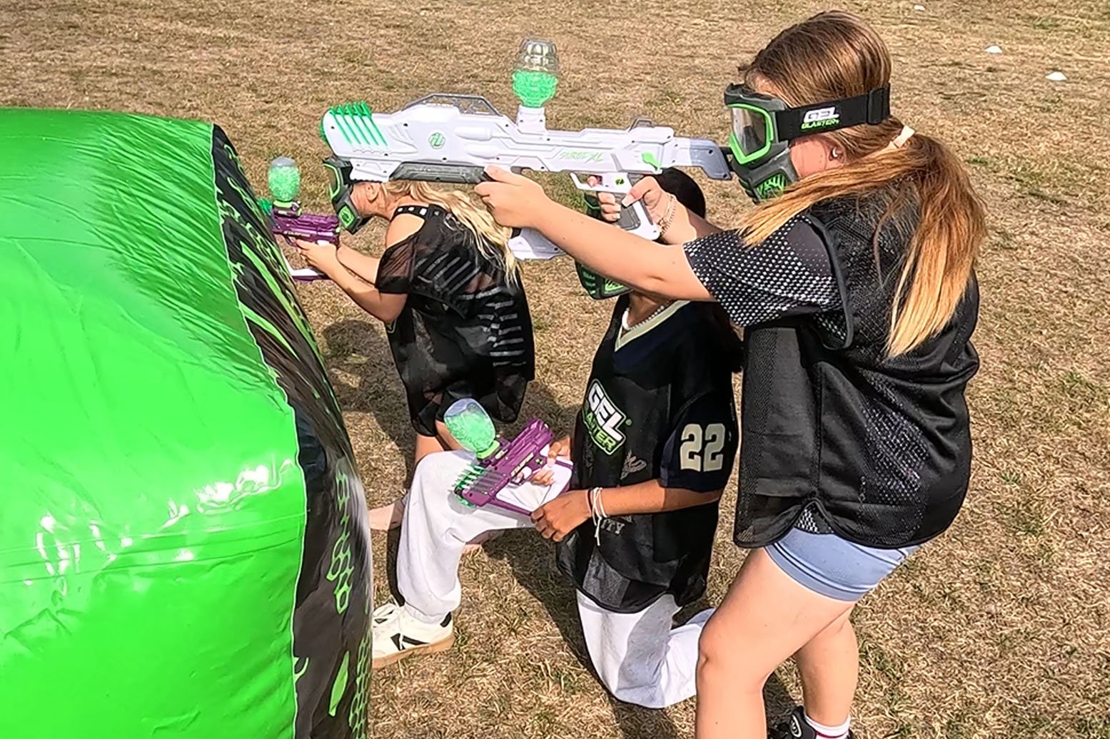 A team from an office in Newcastle playing laser tag